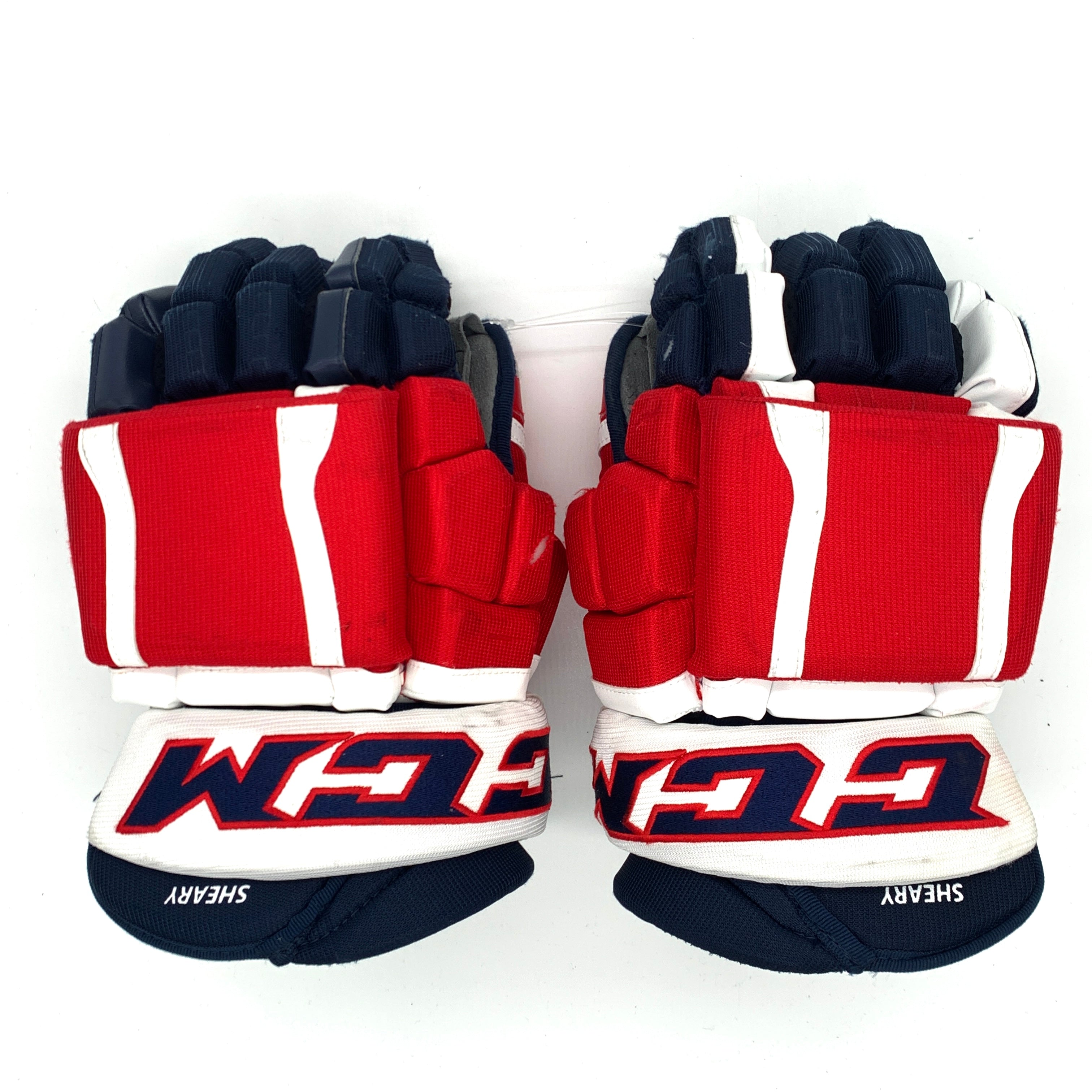 CCM HGCL - Gants d'occasion NHL Pro Stock - Capitals de Washington - Conor Sheary (bleu marine/rouge/blanc)